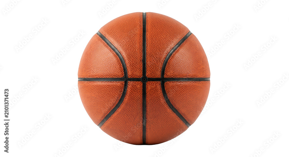 Fototapeta premium Classic orange basketball with black seams isolated on a white background