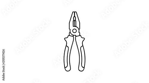 Foto A clean black and white line art vector icon of a pair of pliers, useful for hardware store signage, DIY workshop materials, or tool manufacturer branding and repair service icons
