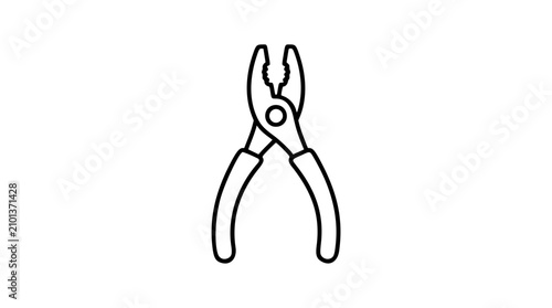 Bild auf Leinwand A clean black and white line art vector icon of a pair of pliers, designed for hardware store signage, DIY project guides, or construction-themed graphics