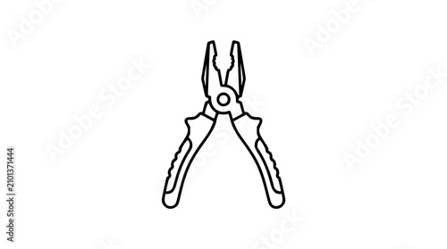 Bild auf Leinwand A clean black and white line art vector icon featuring angled pliers, perfect for tool catalogs, repair service logos, or instructional maintenance materials