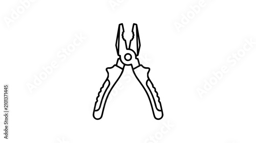 Bild auf Leinwand A clean black and white line art vector icon featuring angled pliers, perfect for tool catalogs, repair service logos, or instructional maintenance materials