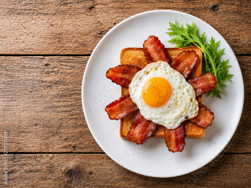 Fried Egg and Crispy Bacon on Toast