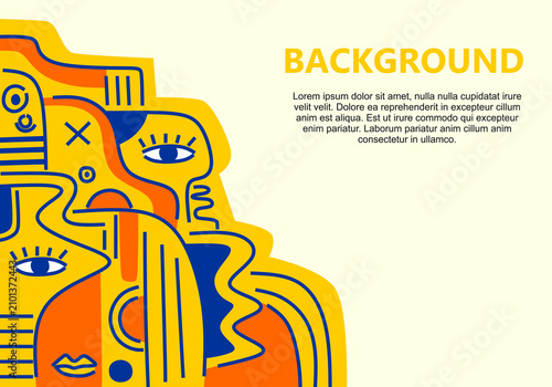Modern abstract background featuring stylized geometric faces