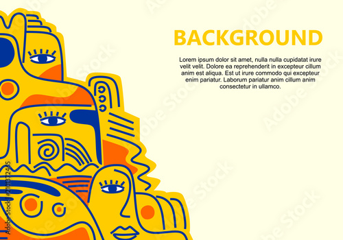Modern abstract background featuring stylized geometric faces