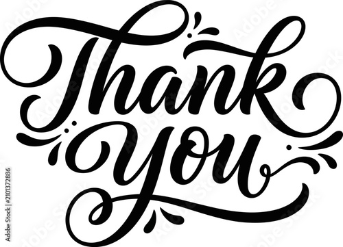 Elegant 'thank you' calligraphy perfect for cards gifts appreciation messages
