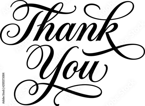 Elegant 'thank you' calligraphy expressing gratitude with stylish lettering