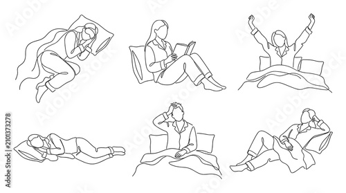 Set of human silhouette outlines for architectural cad design featuring diverse people poses in business and casual lifestyle activities