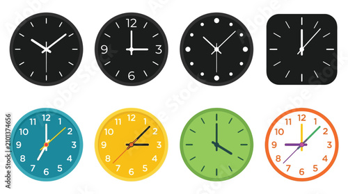 Collection Of Wall Clock Silhouettes In Various Colors And Styles Silhouette