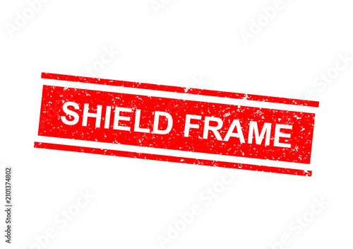 Schilderij op canvas Red shield frame stamp with white text illustration
