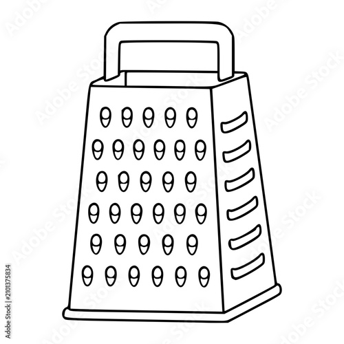 Bild auf Leinwand Hand-drawn vector illustration of a metal cheese grater with handle, line art st