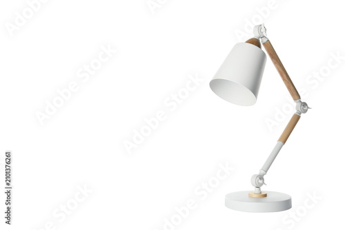 Minimalist Adjustable Study Lamp With Wood Accent Base Isolated On Transparent Background