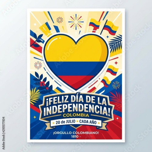 Colombia Independence Day Poster Template