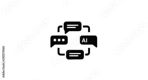 AI Chat Communication Concept Graphic Illustrating Artificial Intelligence Dialogue and Messaging Icons