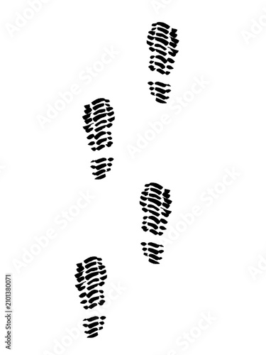 Footprints doodle vector sketch. Black doodle style hand-drawn object. Simple isolated shoe print outline.