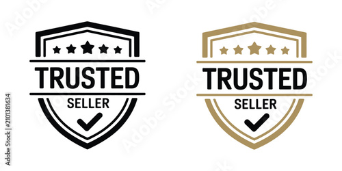Fotografía Trusted seller symbol with seller badge, trust mark, quality seller, reliable seller, verified seller, assurance seal, and vector badge illustration for ecommerce
