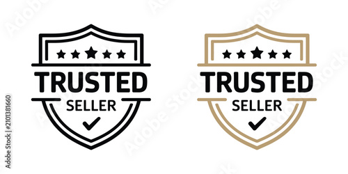 Fotografía Trusted seller symbol with seller badge, trust mark, quality seller, reliable seller, verified seller, assurance seal, and vector badge illustration for ecommerce