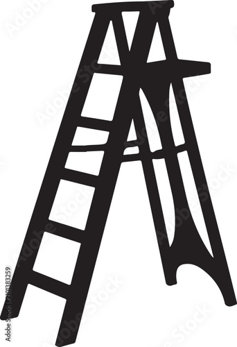 Orchard Ladder Black Silhouette Isolated on White Background
