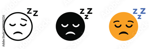 Foto Sleeping Face Emoji Icon Set with Zzz Symbol Tired Sleepy Emoticon Expressions F