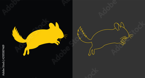 Foto Chinchilla silhouette and line art icon set with chinchilla, silhouette