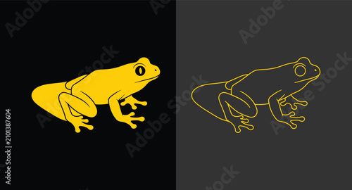 Foto Frog silhouette and line art icon set with amphibian silhouette graphics
