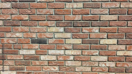 Canvastavla Weathered red brick wall with natural color variations and mortar joints
