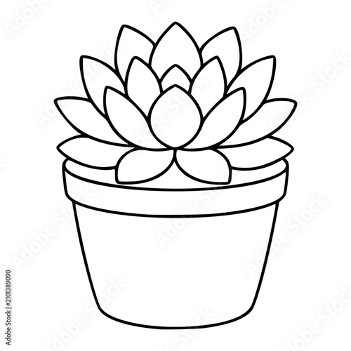 Vivid minimalist hand drawn vector illustration of succulent plant in simple pot with clean line art outline design scalable icon perfect for botanical decor nature themes digital print projects