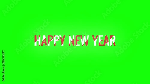 Animated Happy New Year Striped Text on Green Screen 4K