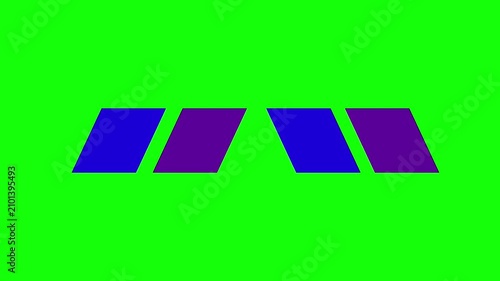 Blue and Red Geometric Square Animation on Green Screen 4K