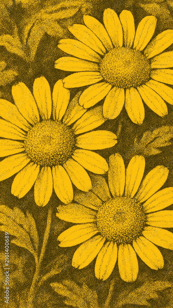 Obraz premium Vintage floral yellow mobile wallpaper