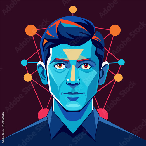 Digital Portrait of Future Man, generative AI.