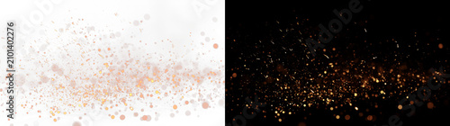 Foto Abstract orange fire sparks and glowing embers overlay, floating particles with soft bokeh effect