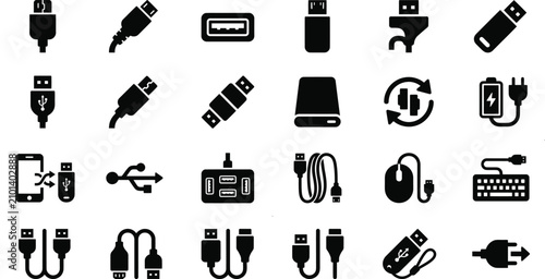 Tableau sur toile Collection of various usb connectors and electronic devices