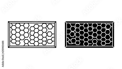 Canvastavla Honeycomb Iconography: A pair of minimalist honeycomb cell designs, one in outline and the other in silhouette, symbolizing structure and natural patterns