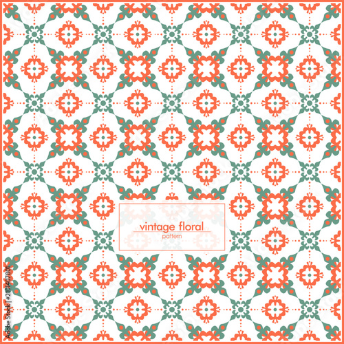 Scandinavian Folk Floral Pattern with Decorative Leaves
