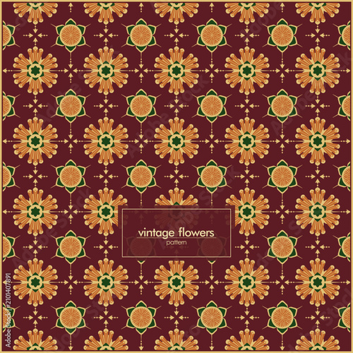 Elegant Vintage Folk Floral Pattern with beautiful Decorative Blossoms
