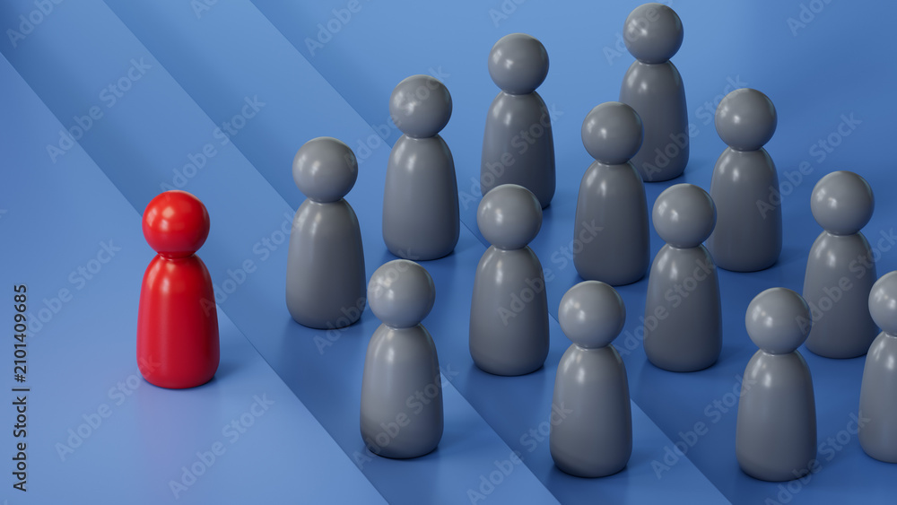 Obraz premium Chess pawn piece outstanding. Leadership concept. Unique individuality and standing out of crowd.Supports PNG files with transparent backgrounds.