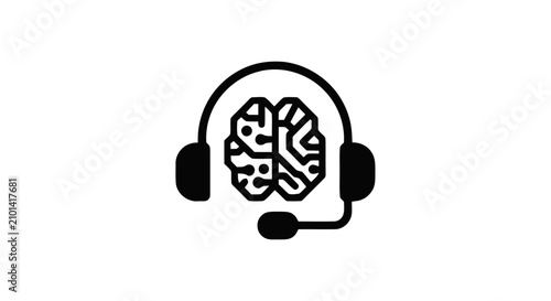 Quadro su tela Artificial intelligence support icon featuring a brain with circuit patterns and