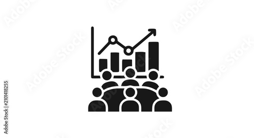 Foto Business meeting icon representing professional team analyzing growth data and f