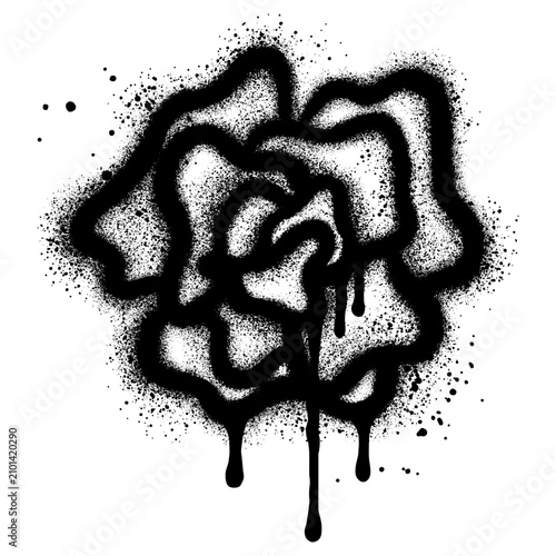 Rose flower in urban graffiti style with black spray paint. vector illustration.