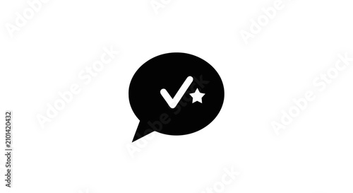 Bild auf Leinwand A verified speech bubble with a checkmark and star appears on screen