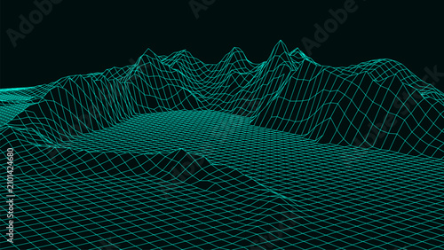 Vector illustration of 3D mountains. Designer landscape. Mountain mesh. EPS 10.