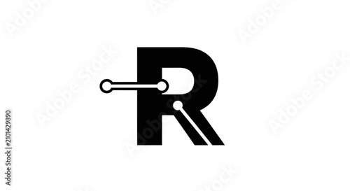 Stylized black letter R tech logo with circuit line.