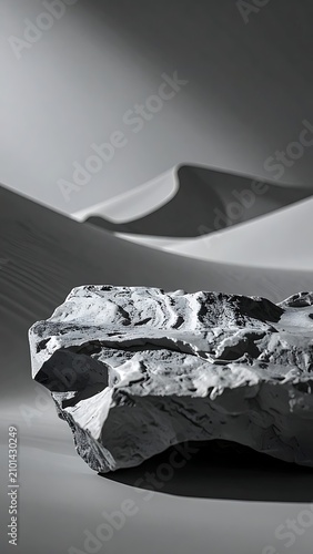 Large rock in desert landscape formation.