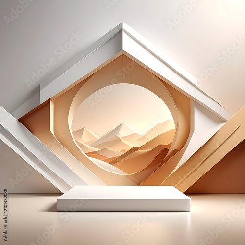 Modern abstract geometric sculpture interior design.