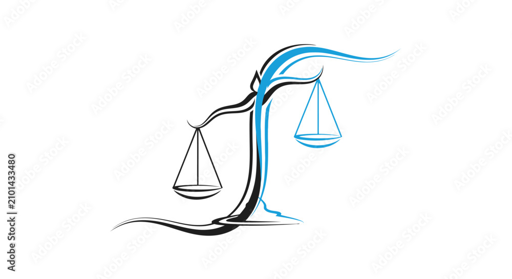 Obraz premium Stylized legal scales of justice logo design.