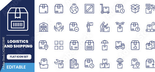 Foto Logistics and shipping icon set delivery warehouse and transportation symbols