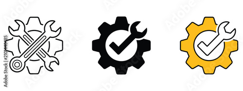 Easy Installation Icon Vector Quality Support and Certified Repair Solutions Symbol for Equipment Setup, Repair Service, and Customer Support