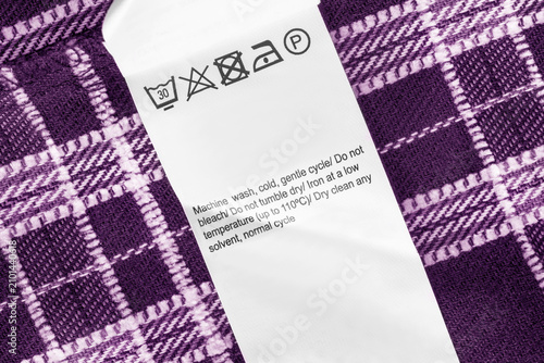 Washing instructions tag