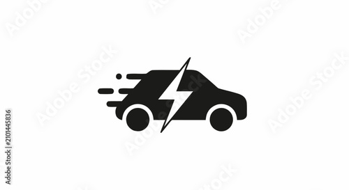 Tableau sur toile A speeding car icon with a lightning bolt accelerates quickly on the road