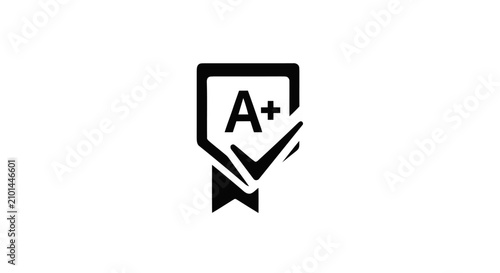 Konstfotografi A plus symbol on a badge icon showing achievement award
